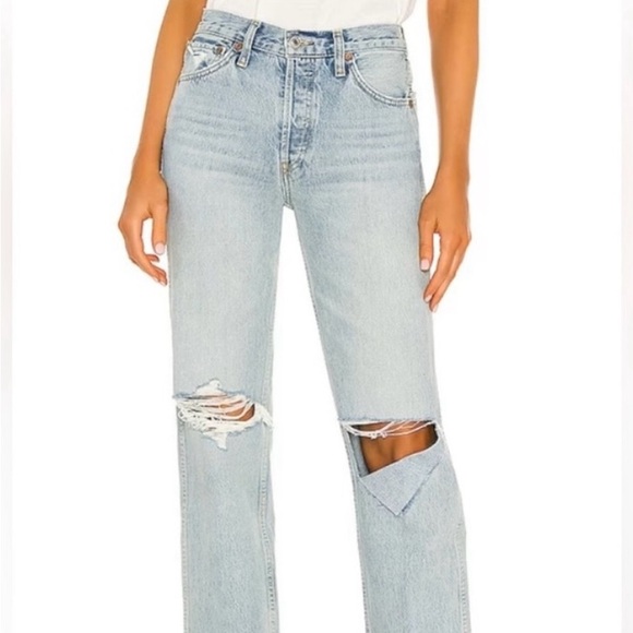 Re/Done Denim - 🤍 RE/DONE // 90s High Rise Loose • Breezy Indigo with Rips